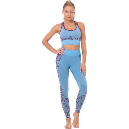 Mermaid Curve Women Gym Clothing Camouflage And Leopard Seamless Fitness Set Sport Bra + Leggings Quick drying Breathable Fabric