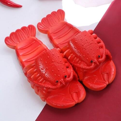 Flat Beach Slipper For Women Funny Lobster Slippers Couple New Arrivals Non-slip Womens Summer Shoes Large Size