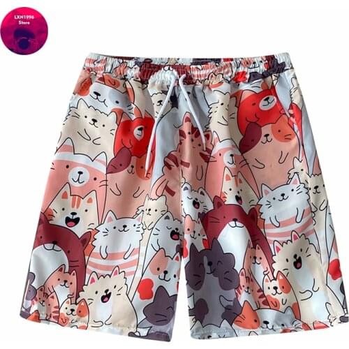 Japan Style Womens Casual Cartoon Animal Print Shorts 2021 Hawaiian Beach Women Clothing Hip Hop Sweat Shorts Women