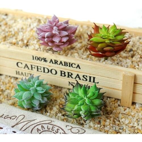 1 Piece Mini Green Purple Flocking Artificial Succulents Plants Home Garden Decoration Plastic Fake Plants Mini Desktop Bonsai