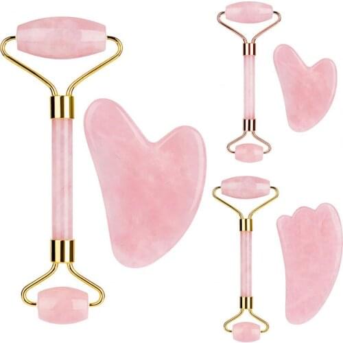 2Pcs/Set Guasha Roller Set Multipurpose Double Head Skin Care V Shape Facial Slim Roller for Body Facial Massage Gua-Sha Board