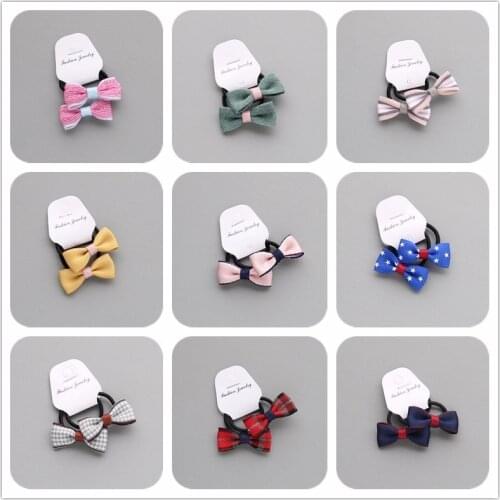 2PCS New Cute Little Bowknot Girls Hair Accessories Princess Headwear Children Hair Ropes Baby Headdress Kids Elastic Hair Bands