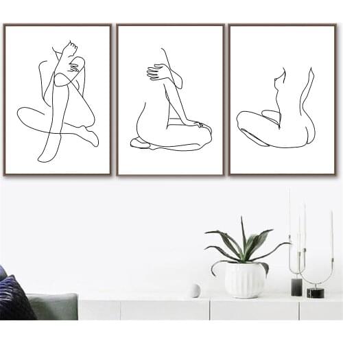 Abstract Sexy Women Body Line Drawing Wall Art Canvas Painting Nordic Naked Poster And Print Minimalist Picture Home Decoration