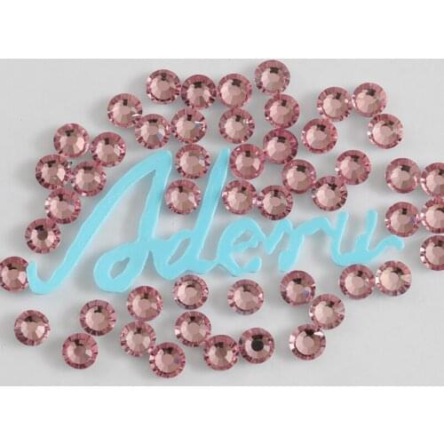 Aderu light rose 706 super shiny lead free crystal hot fix rhinestone for nail art ornament garment shoe hat scarf decoration