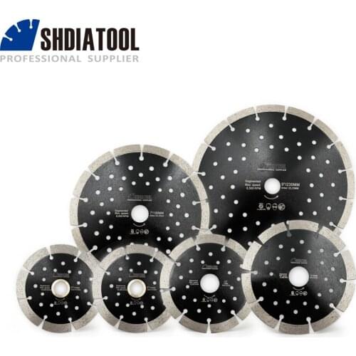SHDIATOOL 5pcs Diamond Segmented Saw Blade with Multi Hole Dia 4/4.5/5" Cutting Disc for Hard Material Stone Ceramic Tile
