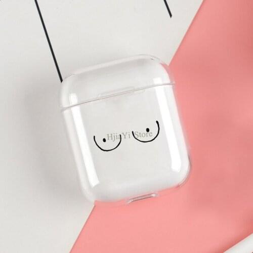 Funny Sexy Boobs Cases For Apple AirPods 1 2 Case Clear Wireless Bluetooth Earphone Case Protective Shell