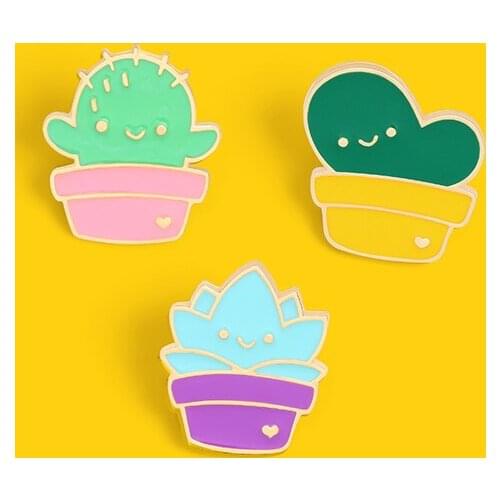 Custom Succulent baby Enamel Pins Cactus Succulent Plant Brooches Bag Lapel Pins Cartoon Cute Badge Jewelry Gifts for children