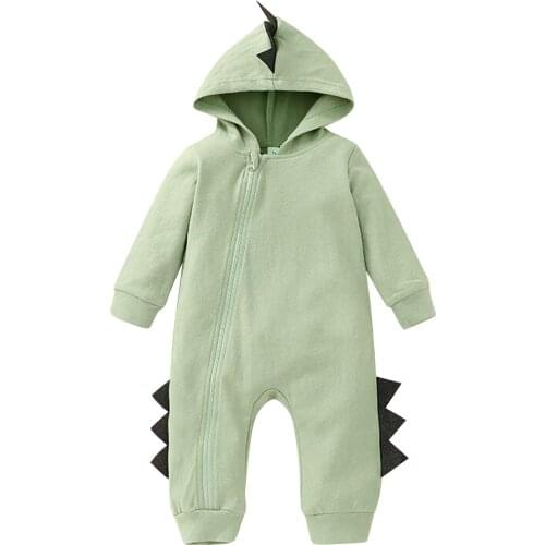 2021 Infant Newborn Baby Girls Boys Dinosuar Long Sleeve Hoodie Romper Spring Autumn Outfits Jumpsuits Cartoon Clothes