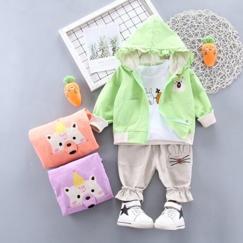 2021 Spring Autumn Infant Baby Boys/Girls Toddler Clothes Sets Short Sleeve T-shirt+Coats+Pants 3-piece Suits Childrens Wear