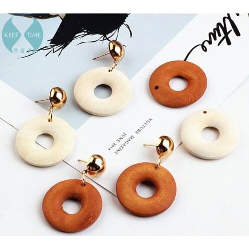 DIY handmade jewelry accessories wood earrings materials simple circle ring pendant