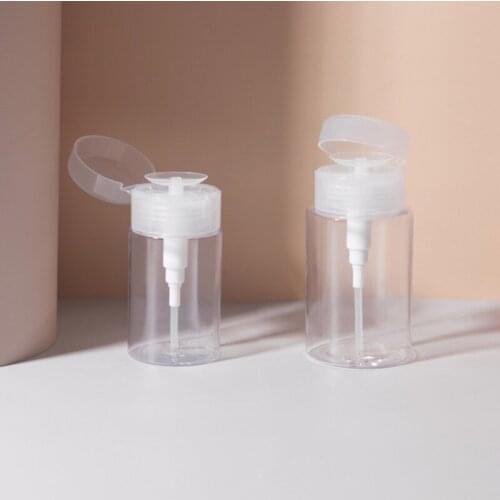 Pump Dispenser Bottle Transparent Sprayers Push Down Empty Bottle with Flip Top Cap For Nail Polish Makeup Remover Container