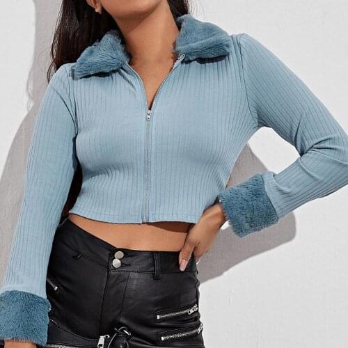 T-shirt femme Autumn Winter Women Long Sleeve femme t-shirt Plush Collar Ribbed Zipper Slim Blouse Top Summer Fashion Clothes