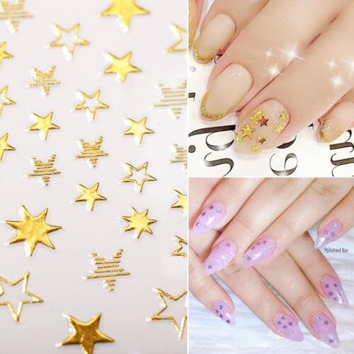 1 Pcs Of Geometric 3d Nail Art Sticker Cute Star Gold/silver/rose Gold/ Laser Gold/laser Silver Jewelry Manicure Accessory