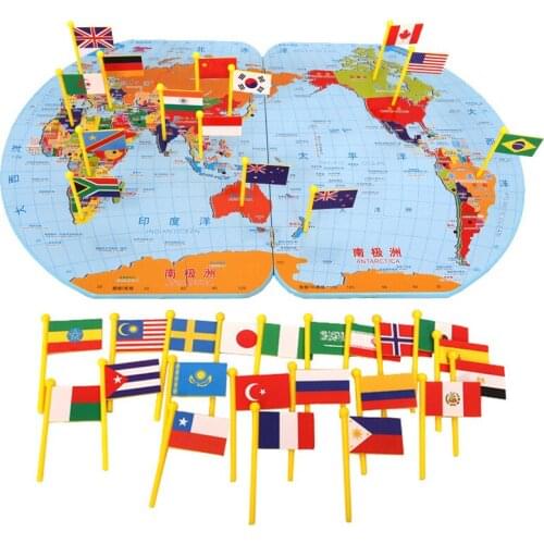 Childrens Early Education World Map Country Logo Large Wooden Toy Geographic Map Cognitive Stereo Educational Toys For Children