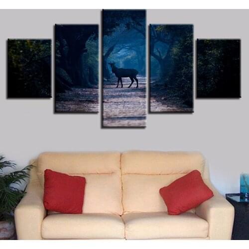 Bison on the wilderness road Canvas HD Prints Posters Home Decor Wall Art Pictures 5 Pieces KIT Paintings No Frame