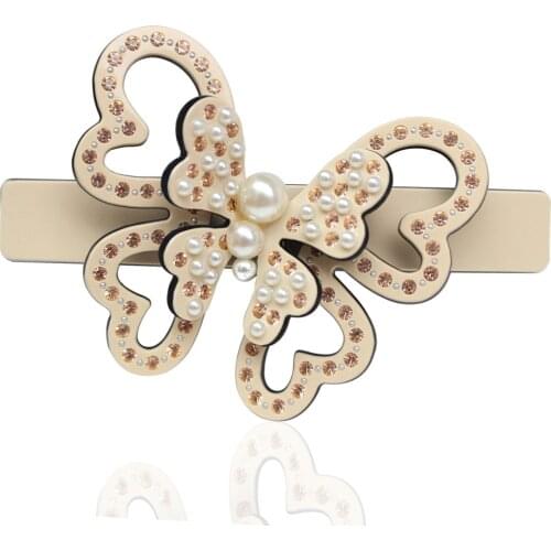 Classic Hair Clip - Pretty Butterfly Hair Accessory - Rhinestone Acetate Hair Jewelry Ornament Barrettes for Women Lady Tiara