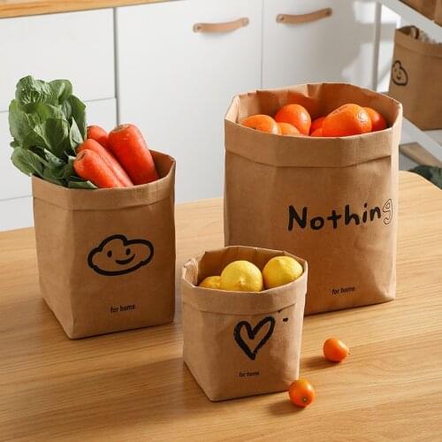 Kraft Paper Storage Bags Washable Plants Vegetable Grow Bag Flower Pot Bag Basket Flowerpot Cover Baby Clothing Toy Organizer