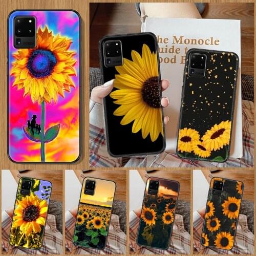 Cute Sunflower Phone case For Samsung Galaxy Note 4 8 9 10 20 S8 S9 S10 S10E S20 Plus UITRA Ultra black fashion hoesjes tpu