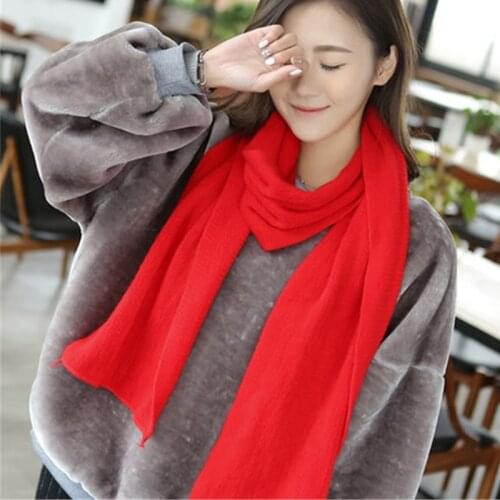 Mingjiebihuo New knitted autumn and winter female Korean pure color knitted women girls warm wild cute scarf fresh wool scarf