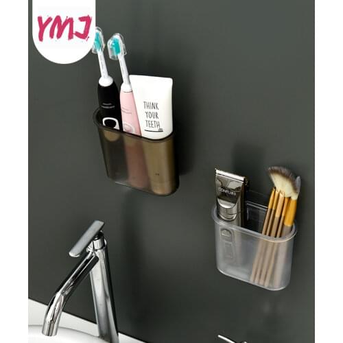 Wall-mounted Bathroom Storage Box Toothbrush Toothpaste Holders Transparent Cosmetic Storage Box Washing Table Free Punching