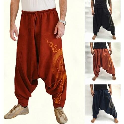 2021 New Fashion Men Baggy Harem Pants Festival Hippie Boho Harem Desert Trousers Loose Pants