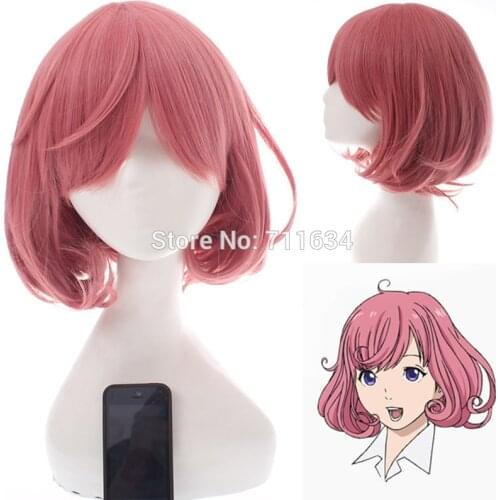 Anime Noragami Cosplay Ebisu Kofuku Wig Pink Short Curly Cosplay Wig Roll Anime Costume Party Wigs + Wig Cap