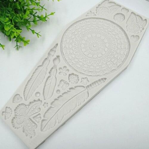Feather Butterfly Lace Cake Border Silicone Molds Wedding Cake Decorating Fondant Mold Chocolate Candy Clay Mould H975