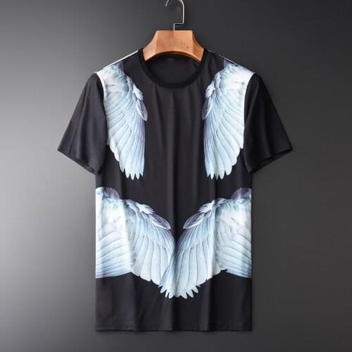 Luxury 3d Digital Wings Printing Short Sleeve Man T-shirts Plus Size 4xl Summer Slim Casual Men Tee