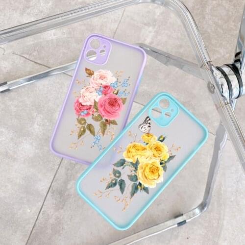 Vintage Beautiful Flower Phone Case For iPhone 12 SE 2020 11 Pro Max XR XS Max 6 6S 7 8 Plus X matte Floral Back Cover Coque