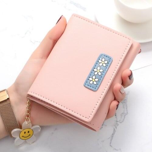 Ladies Folding Wallet Cute Small Coin Purse with Soft Leather Card Holder for Women Female Zipper Money Bags porte monnaie femme