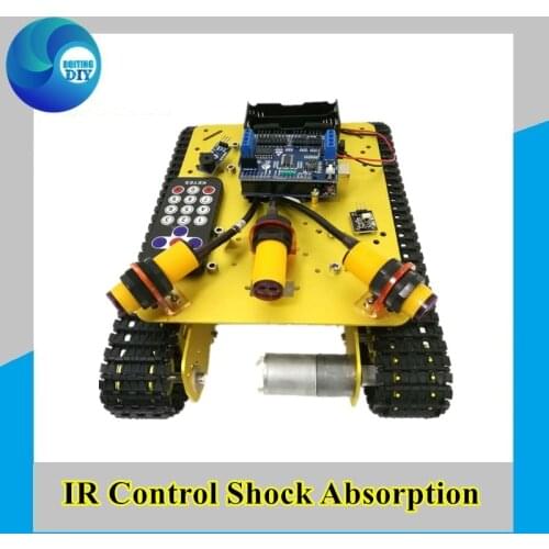TS100 IR Control Shock Absorption Crawler Tracked Robot Tank Chassis with Obstacle Avoidance for Robot Education by Phone