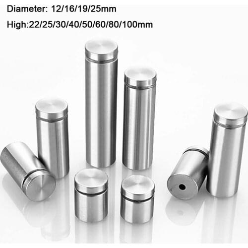 Stand off Fixings Stainless Steel Mounts Nails Standoffs Sign Fitting Bolts Dia 12/16/19/25mm High 22-100mm