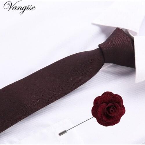Vangise 6.5cm cotton Mens Plaid Tie Red Paisley Tie&brooch Set Classic Brown/black/blue Neck Ties For Wedding party