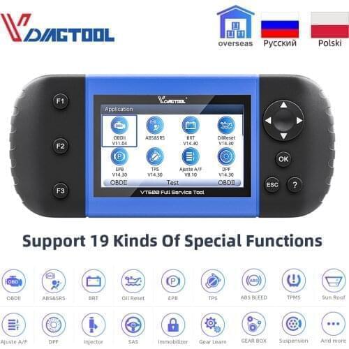 VDIAGTOOL OBD2 Automotive Scanner ABS SRS DPF Oil Reset Professional Coding Reader OBD Auto Diagnostic Tool Scanner VT600