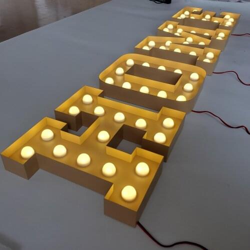 Custom Vintage Light bulb sign letterslight up marquee letter lights for storefront signs