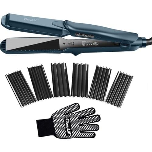 Ceramic Interchangeable 4 in 1 Fast Hair Straightener Professional Corn Wave Flat Crimping Iron Hair Curler Roller Flat Iron 46