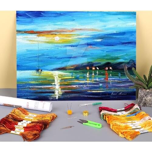 Morning By The Harbor Printed 11CT Cross Stitch Embroidery Full Kit DMC Threads Craft Needlework Handiwork Sewing Different