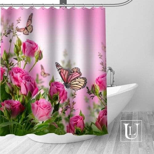 Custom Butterfly Curtain Fabric Modern Shower Curtain bathroom beautiful Curtains Bath decor Polyester Cloth Waterproof