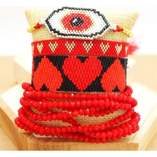 ZHONGVI 2021 Women Miyuki Beads Jewelry Hand Woven Devil Eye Crystal Bracelet Ins Ethnic Style Handmad Bracelets Gift Wholesale