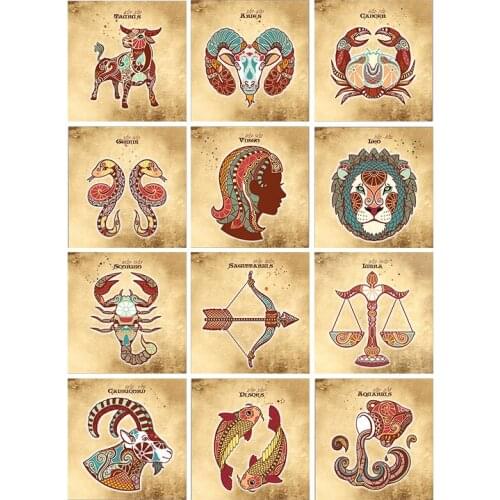 Zodiac signs 5D Diy Diamond Painting Living Room Home Decor Mosaic Animal Diamond Cross Stitch Art Full Drill Embroidery
