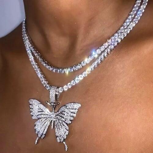 ZOSHI Trendy Butterfly Necklace for Women Luxury Rhinestones Choker Collars Jewellery Statement Necklace Chains Bulk Price