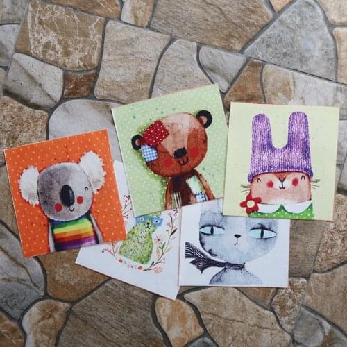 Dyeing Cotton Handmade Cloth Cat Koala Hand Dyed Cloth For Bag Mobile Phone DIY Digital Printing Sewing 12*12cm 12pcs D30 Piece