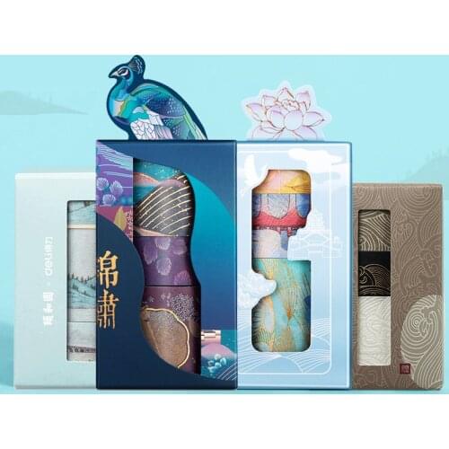 3pcs/set Creative Peacock Washi Tape Colored Chinese Vintage Style Adhesive Masking Tapes Book Decoration DIY Sticker Small Gift