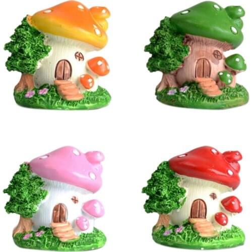 4 Colors Mushroom House Miniature Fairy Garden Home Houses Decoration Mini Craft Micro-Landscaping Decor Diy Accessories