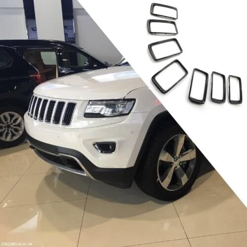 7Pcs/Set Front Grille Trim Cover Self-adhesive Heat-resistant Bright Black Front Grill Ring Car Modification for Jeep Grand Cher