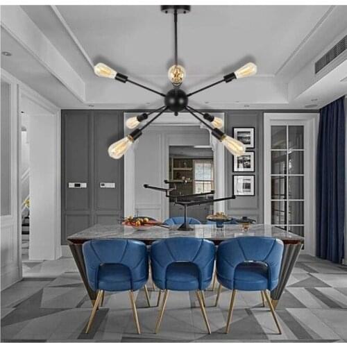 8 Lights Modern Metal Chandelier E26/E27 Nordic Chandelier Light Fixture Industrial Hanging Lighting for Living Room Dining Room
