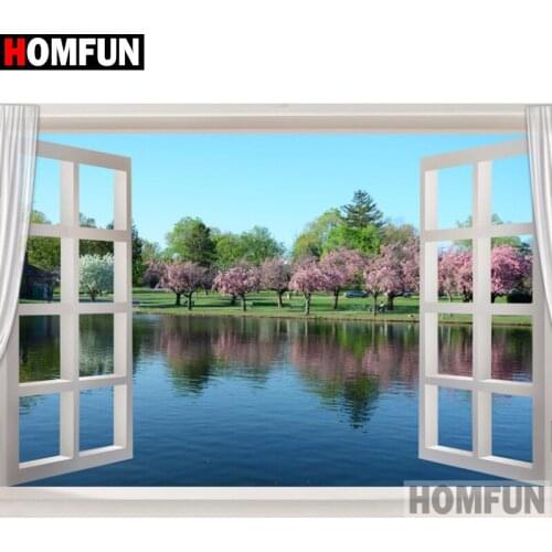HOMFUN Full Square/Round Drill 5D DIY Diamond Painting "Window view" Embroidery Cross Stitch 5D Home Decor Gift A17913