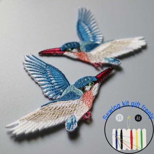 2pc/set high quality birds ironing embroidery patches iron on embroidered parches appliques for clothing parches para la ropa