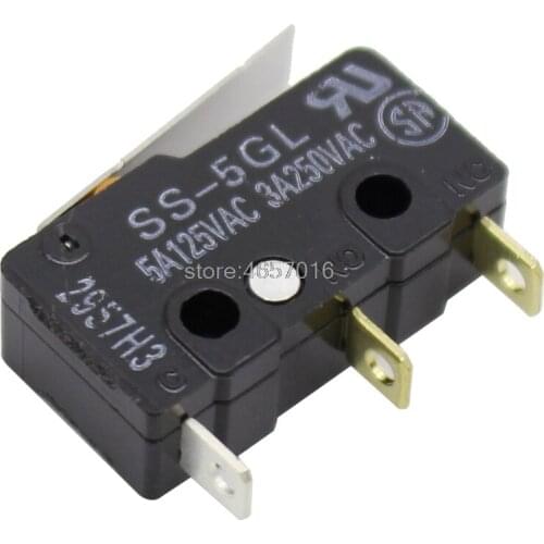 Free shipping 10Pcs OMRON SS-5GL Hinge lever 3Pin SPDT Subminiature Basic Limit Switch