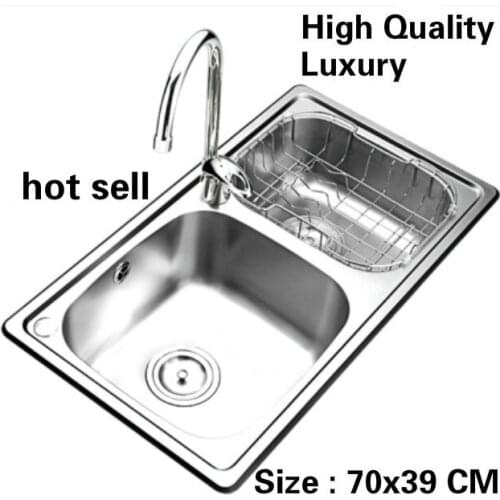 Free shipping Home high quality wash vegetables kitchen double groove sink high volume luxury 304 stainless steel 700x390 MM